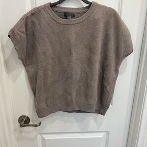 Barefoot Dreams Cozy Chic Ultra Lite Short-Sleeve Knit Top in Taupe Gray/sparkle